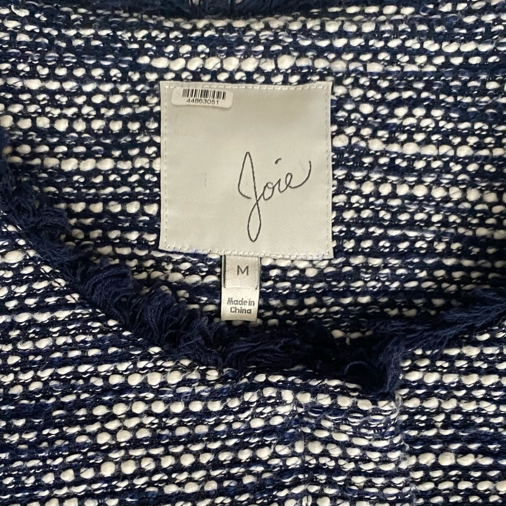 "Joie Milligan" tweed peplum jacket in a blue and white color scheme. - Picture 7 of 12